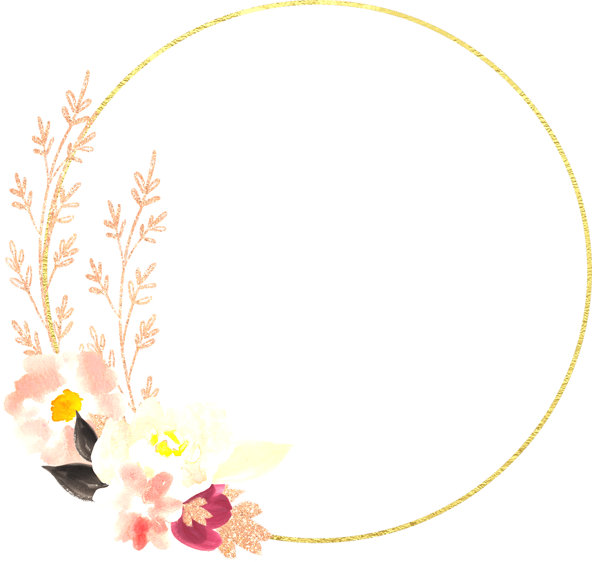 Circular Frame with Flowers Illustration